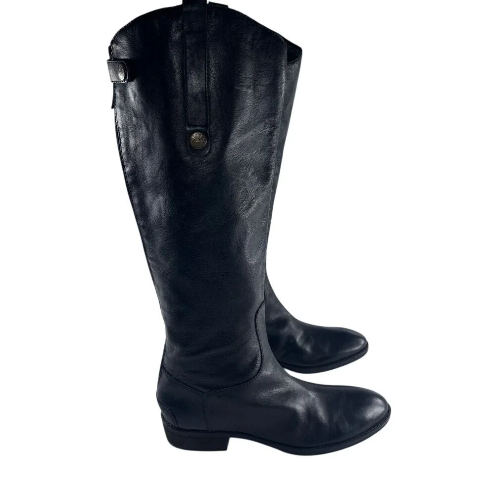 Sam Edelman Black Leather Riding Boots Knee High Womens Sz 7 Equestrian‎ Western